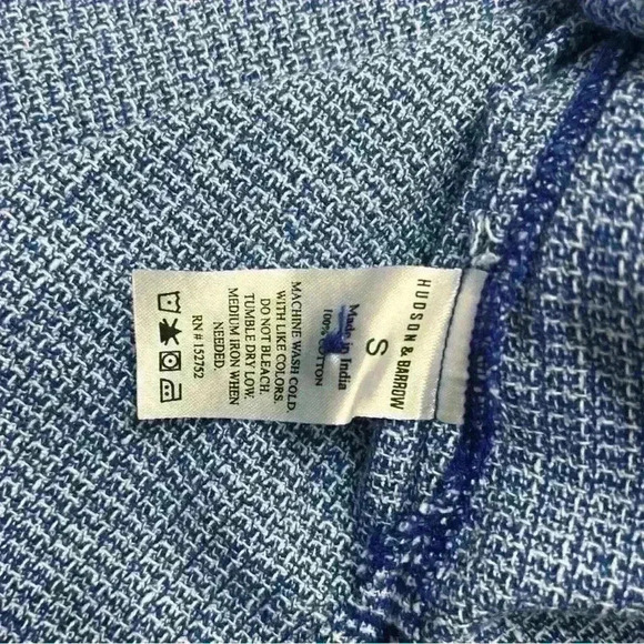 Hudson and Barrow Woven Blue Button Up Shirt, Size S - Picture 6 of 7